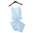 Pigiama da donna in modal e spandex Completo estivo monocolore con canotta e pantaloni corti Scollo a O Materiale morbido e traspirante per dormire 18