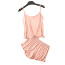 Pigiama da donna in modal e spandex Completo estivo monocolore con canotta e pantaloni corti Scollo a O Materiale morbido e traspirante per dormire 5