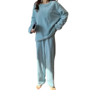 Pijama de invierno de mujer de felpa de poliéster y spandex Conjunto cálido de un solo color con manga larga y pantalones Talla universal 14