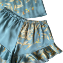 Pijama de mujer con motivo floral Top con escote redondo y pantalones cortos de poliéster ligero Conjunto cómodo de verano en varios colores 6