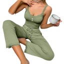 Pijama de mujer con top y pantalones Conjunto elegante de un solo color de poliéster ligero y spandex elástico disponible en varios colores 2