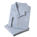 Pijama largo de hombre con botones y cuello de algodón corte cómodo y holgado para uso doméstico y dormir conjunto de pantalones y camisa 5