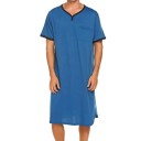 Pijama masculino camisa de noite de manga curta corte confortável algodão poliéster uso doméstico e sono 3