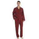 Pijama masculino com t-shirt de manga longa e calças com colarinho Fecho de botões Algodão e poliéster Pijama de casa às riscas 8