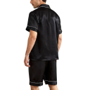 Pijama masculino de mangas curtas e calções com fecho de botões poliéster elastano para uso doméstico e sono confortável 6