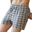 Pijama masculino em calções com padrão xadrez e cintura elástica em algodão para uso confortável em casa, dormir e descansar 2