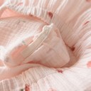 Pijamale din bumbac pentru femei cu mânecă scurtă și guler Complect uni cu motiv de piersici Cămașă cu nasturi și pantaloni scurți cu buzunar 9