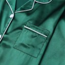 Pijamale din catifea pentru femei cu guler și buzunar Set uni cu mâneci lungi și pantaloni din poliester și spandex în diferite culori 3