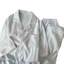 Pijamale pentru bărbați cu croială de cămașă, mânecă lungă și pantaloni din material structurat, poliester, pentru purtare acasă și somn 7