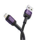 Pikalatauskaapeli 1m USB A - iPhone Lightning alumiininen datakaapeli 2.4A violetti kaapeli iPhonen lataukseen ja datan synkronointiin 2