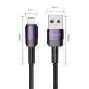 Pikalatauskaapeli 1m USB A - iPhone Lightning alumiininen datakaapeli 2.4A violetti kaapeli iPhonen lataukseen ja datan synkronointiin 6
