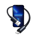 Pikalatauskaapeli USB A - Lightning 1 m musta 2.4A 480 Mbps kaapeli iPhonen nopeaan lataukseen ja tietojen synkronointiin ilman ylikuumenemista 3