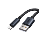 Pikalatauskaapeli USB A - Lightning 1 m musta 2.4A 480 Mbps kaapeli iPhonen nopeaan lataukseen ja tietojen synkronointiin ilman ylikuumenemista 6