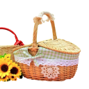 Piknikový prútený košík s viečkom 25 x 18 x 14 x 13 cm prútený úložný koš s rúčkou na piknik a prenášanie potravín 2
