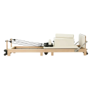 Pilates Reformer rozkládací cvičební stroj 2350×690 mm dřevěná konstrukce gumovník javor pro domácí posilovnu a fitness trénink 6