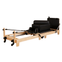 Pilates Reformer rozkládací cvičební stroj 2350×690 mm dřevěná konstrukce gumovník javor pro domácí posilovnu a fitness trénink 2