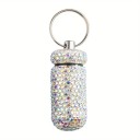 Pill Case with Rhinestones 4.4 × 2 cm Aluminium Alloy Keychain for Carrying Medications and Small Items 9
