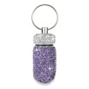 Pill Case with Rhinestones 4.4 × 2 cm Aluminium Alloy Keychain for Carrying Medications and Small Items 4