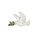 Pin smaltat cu porumbel și ramură de măslin cca 2 × 3 cm broșă metalică motiv alb-verde insignă pentru reverul îmbrăcămintei accesoriu 1