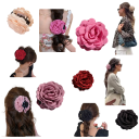 Pince à cheveux 9 x 9 cm Pince à cheveux décorative avec fleur en tissu Pince à cheveux en plastique Accessoire capillaire 9