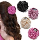 Pince à cheveux 9 x 9 cm Pince à cheveux décorative avec fleur en tissu Pince à cheveux en plastique Accessoire capillaire 7
