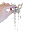 Pince à cheveux pour femmes 6,9 cm Papillon Élégante pince en métal ornée de chaînes décoratives et de perles Alliage accessoire capillaire 4