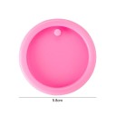 Pink Silicone Round Pendant Mould 5.8 cm for Resin Jewellery Keychains Decorations with Hanging Hole 2