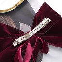 Pinza para el cabello de terciopelo con doble lazo Pinza para el cabello elegante Accesorio de moda Bonito lazo Adorno para el cabello 4