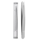 Pinza profesional de cejas 9,6 x 1 cm Pinza de acero inoxidable para pestañas y barba Herramienta cosmética para mujeres y hombres Depilador de vello facial 2