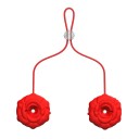 Pinzas para pezones vibrantes con forma de flor roja, control mediante aplicación móvil y embalaje discreto. 1