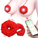 Pinzas para pezones vibrantes con forma de flor roja, control mediante aplicación móvil y embalaje discreto. 2