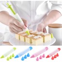 Piping Pen for Decorating with Cream with 4 Nozzles with Different Openings Piston with Ring Silicone and Plastic Dimensions 14.5 x 2.4 cm 5