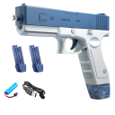 Pistola ad acqua elettrica Ricaricabile Giocattolo per bambini con 2 serbatoi per acqua Cavo USB Giocattolo d'acqua moderno per il giardino 1
