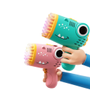 Pistola de burbujas de dinosaurio para niños 40 orificios Pistola eléctrica de burbujas para juegos al aire libre y celebraciones regalo 1