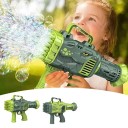 Pistola de burbujas de dinosaurio para niños con 52 orificios Pistola eléctrica de burbujas para juegos al aire libre, fiestas y bodas, regalo para niños 3