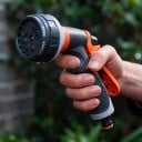 Pistolă de grădină pentru furtun Set 4 buc S cu conectori rapizi și adaptor 8 moduri de pulverizare 19 x 15 cm TPR Portocalie-gri Irigarea gazonului 2