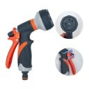 Pistola de jardín para manguera Multihole 8 modos de riego 19 x 15 cm Mango estriado con bloqueo Naranja-gris Riego de césped 6
