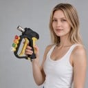 Pistolă de spălare cu presiune scurtă pentru aparat de spălat cu presiune 345 bar Intrare M22 Conector rapid 1/4" Suport și 4 duze Alamă Negru-galben 4