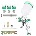 Pistolă de vopsit HVLP 600 cc 15,6x19,7 cm din aluminiu argintiu-verde cu duze 1,4 1,7 2,0 2,5 mm 1