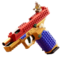 Pistola para crianças 20 x 3,5 x 13,5 cm Pistola de plástico em formato de construção inspirada em lego com cartuchos Brinquedo para rapazes 2