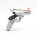 Pistolengriffe für VR-Controller Meta Quest 3/3S/2 in Form eines Revolvers für die linke und rechte Hand in Weiß mit orangen Elementen für FPS-Spiele in VR 5