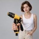 Pistolet à eau haute pression pour tuyau de jardin 3 types de jet Raccord rapide Verrouillage de la gâchette Plastique Noir-jaune Pour le lavage 3