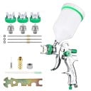 Pistolet à peinture HVLP 600 cc 15,6x19,7 cm aluminium argenté vert avec buses 1,4 1,7 2,0 2,5 mm 1