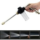 Pistolet de lavage haute pression avec réservoir à mousse Débit réglable Poignée en métal 36 cm Buse d'arrosage pour voiture jardin terrasse lavage 2