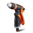 Pistolet de pulvérisation de jardin sur tuyau avec régulation du débit 130 x 180 mm poignée TPR grise et orange pour l'arrosage de la pelouse 1