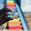 Pixel accesoriu fotografică lentilă mozaic din acril pentru fotografiere creativă breloc sticlă transparentă albastră neagră roz 4