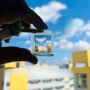 Pixel fotografisches Hilfsmittel akryl mosaik Linse für kreatives Fotografieren Anhänger transparentes Glas blau schwarz rosa 3