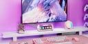 Pixel-Uhren mit Lautsprecher 28,3 x 4,7 x 9,7 cm Fünf LCD-Displays WiFi und Bluetooth sowie App-Steuerung Rosa Für den Gaming-Tisch und zur Dekoration 5