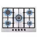 Placa de Cocina a Gas Integrada de 5 Quemadores Wok 3,4 kW Acero Inoxidable Rejillas de Hierro Fundido Encendido Automático Dispositivo de Seguridad 1