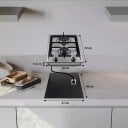 Placa de Cocina de Gas Integrada 2 Quemadores Wok 2,4 kW Acero Inoxidable Rejillas de Hierro Fundido Encendido Automático 29 x 50 cm NG y LPG 2